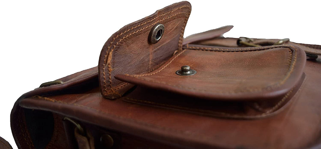 11" Leather Messenger Bag Satchel Laptop Briefcase for Men Women Cross Body Shoulder Purse Travel Work Bag Birthday Gift - Image 4