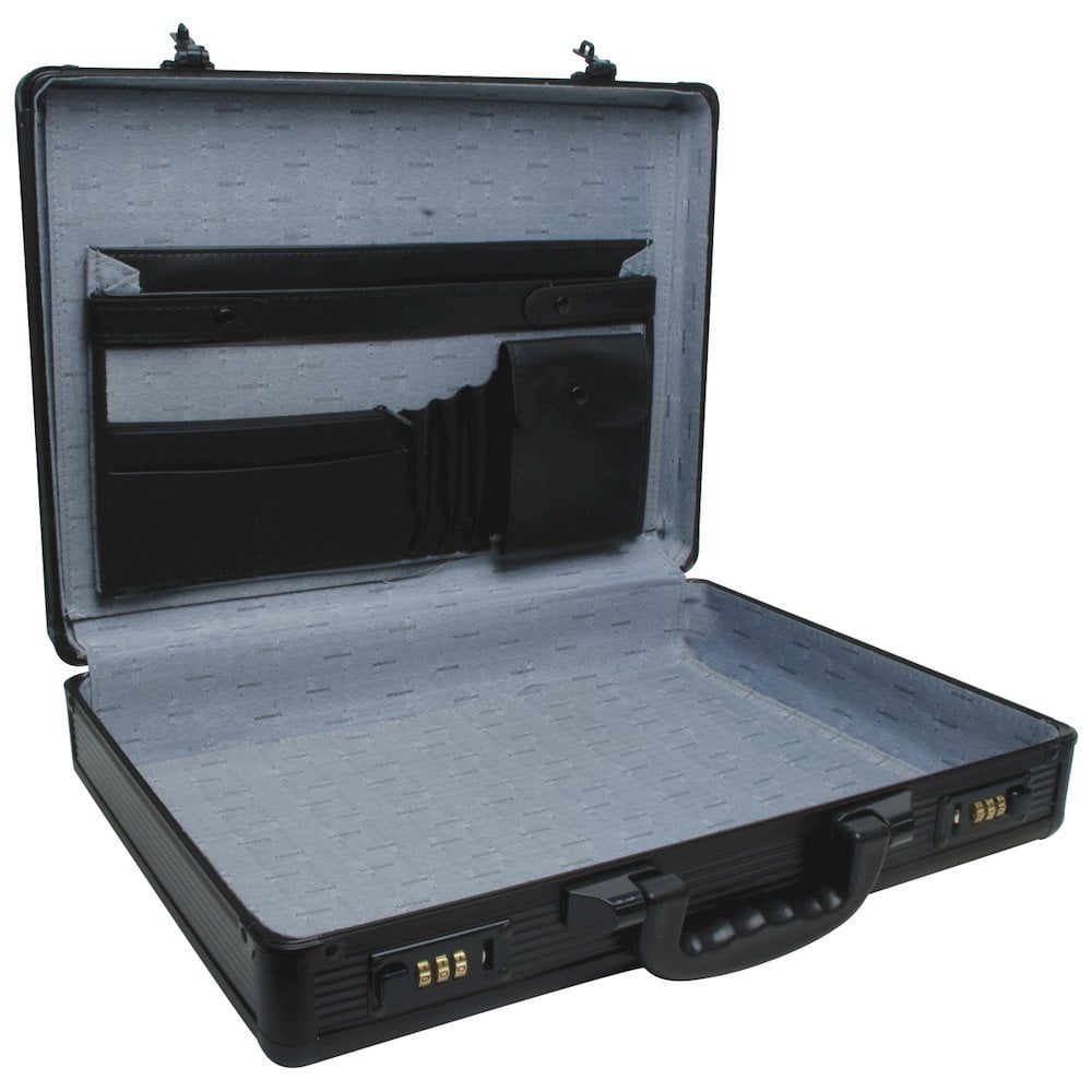Unisex Anti-Theft Aluminum Briefcase with Combination Locks, Black - Image 4