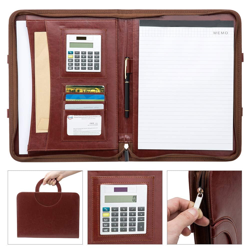 SagaSave A4 Zipped Conference Business Organizer Padfolio Folder Case PU Leather - Image 3
