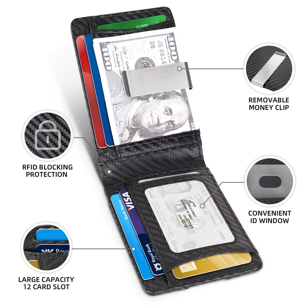 Slim Minimalist Wallet for Men Leather RFID Blocking Bifold Credit Card Wallet with Money Clip for Men with Gift Box - Image 3