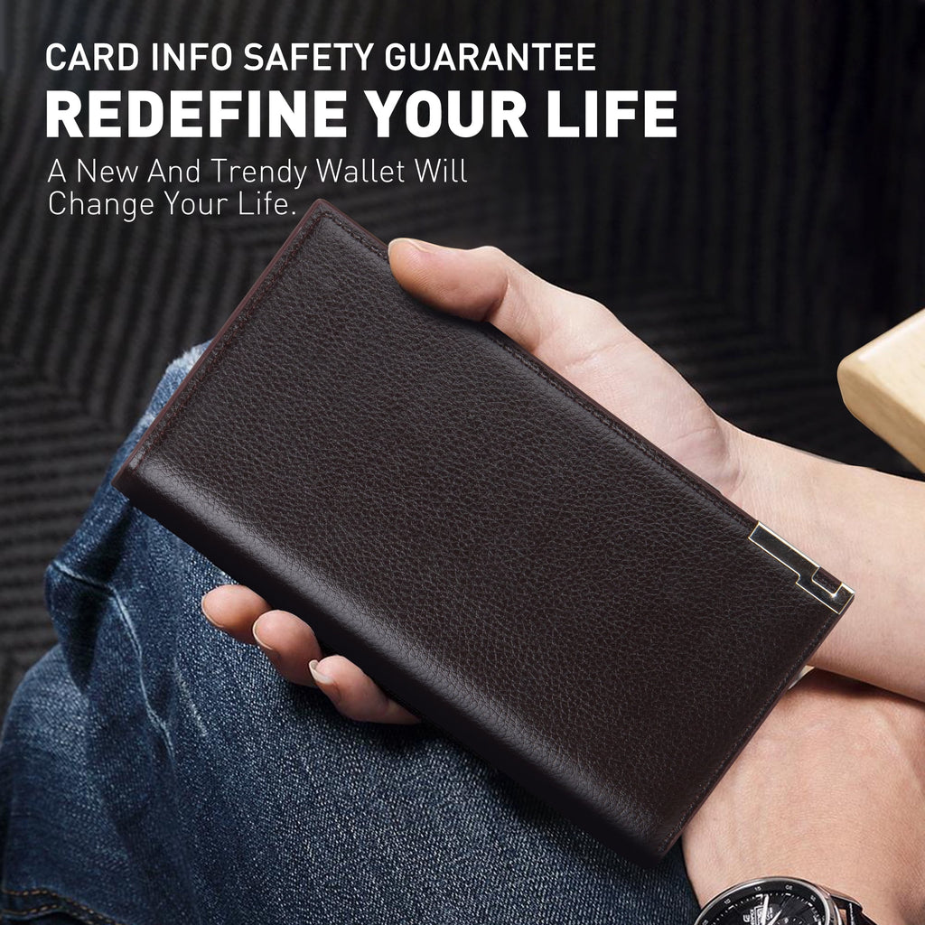 Mens Wallet Genuine Leather, Long Zipper Wallet RFID Blocking Bifold Secure Zip Around Wallets 14 Credit Card Holder ... - Image 3
