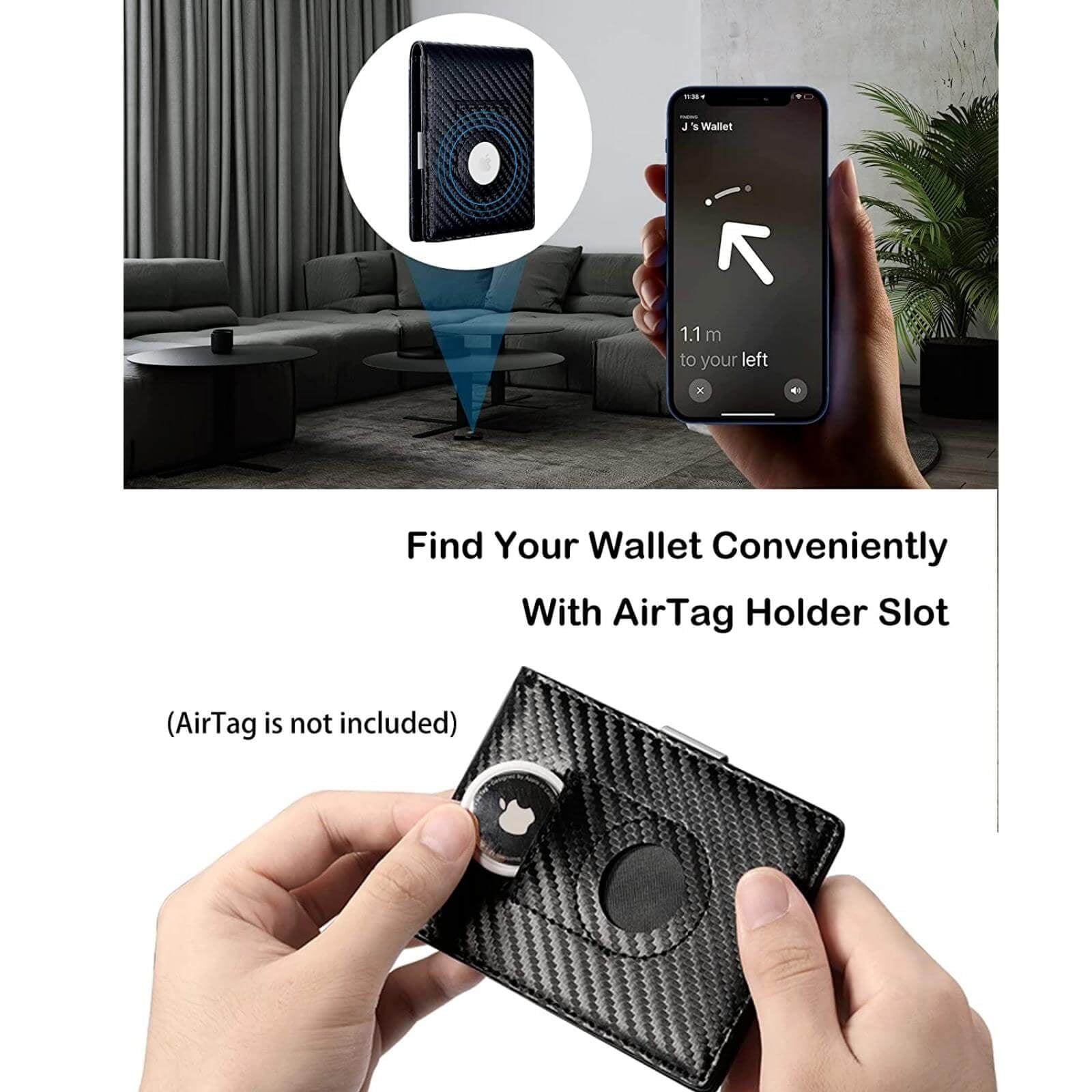 Slim Wallet for Men Minimalist Mens Wallet Leather, AirTag Wallet with Money Clip/ RFID Blocking Credit Card Holder F... - Image 4