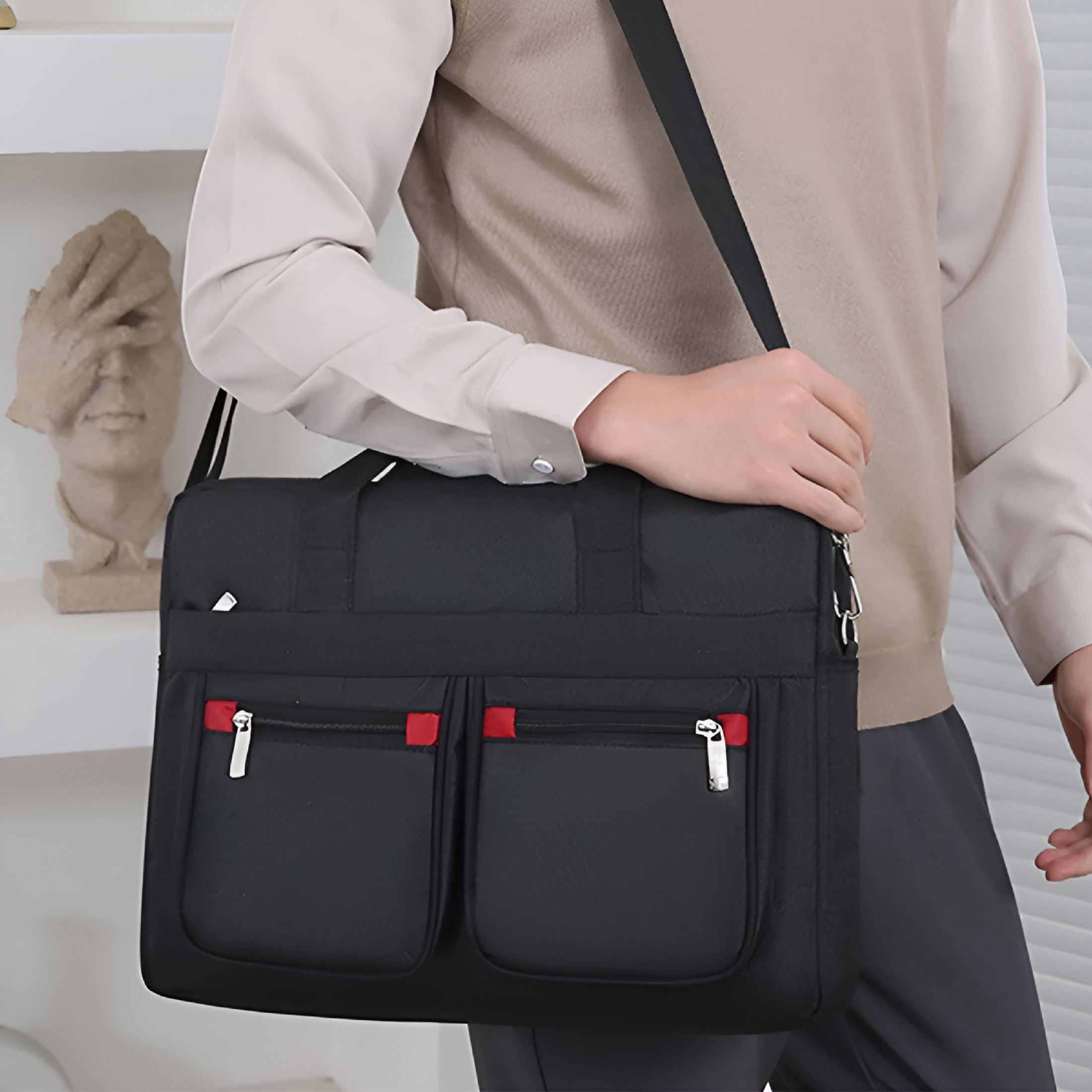 Large Briefcases for Men Tote Bag Laptop Case Work Bags Office Messenger Bag Handbags Sports Travel Chest Rucksacks S... - Image 6