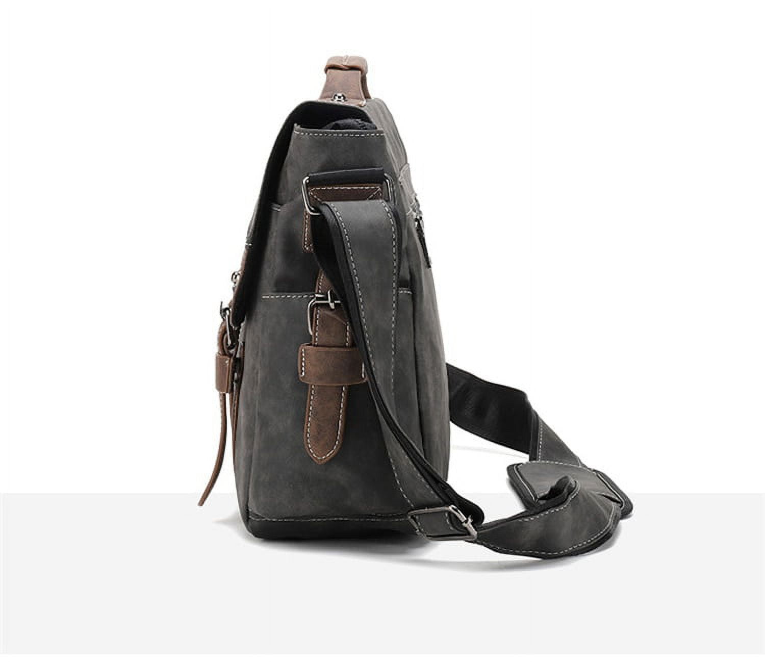 Men's Vintage Designer Briefcase PU Leather Tote Business Office Man Messenger Bag Casual Solid Computer Laptop Handbag - Image 3