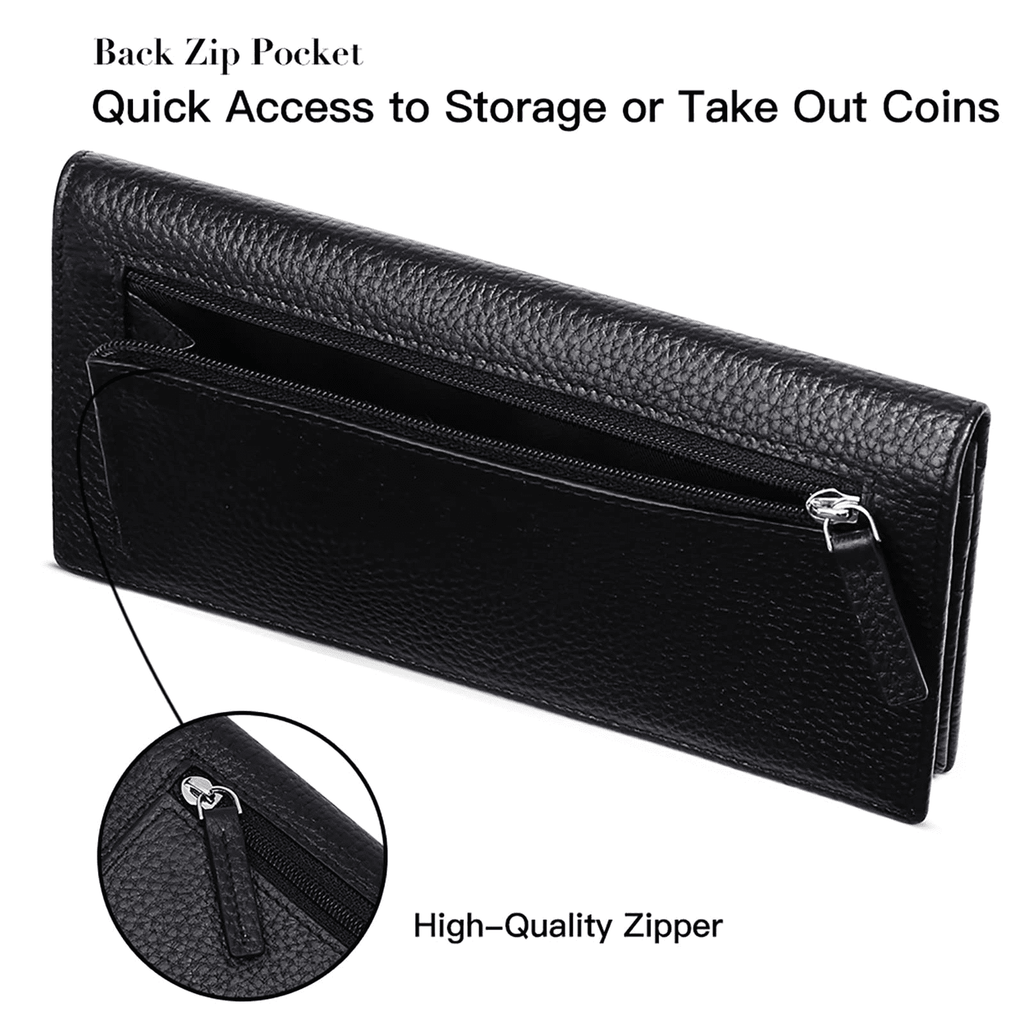 Wallets for Women RFID Blocking Ultra Slim Real Leather Credit Card Holder Clutch - Image 5
