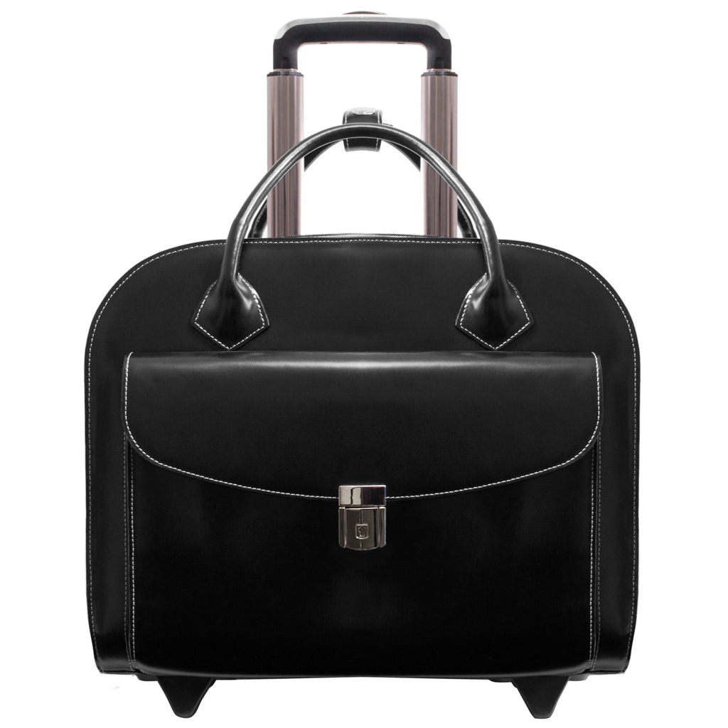 | 15” Leather Wheeled Laptop Briefcase - Image 2