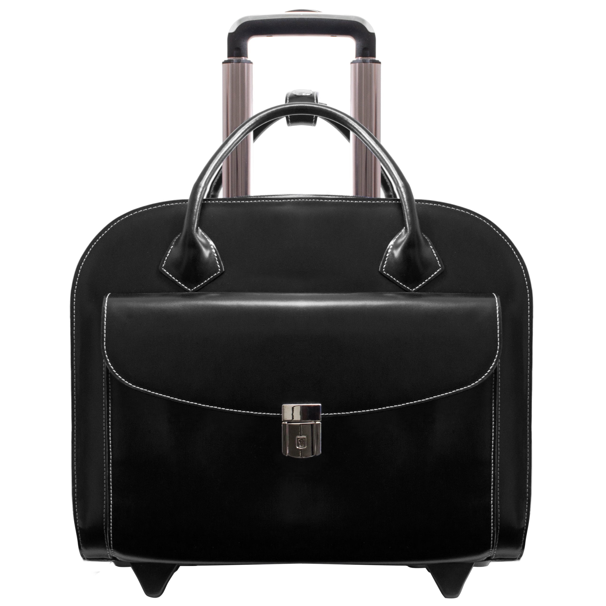 | 15” Leather Wheeled Laptop Briefcase - Image 2