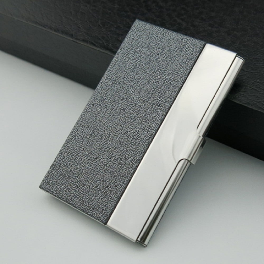 PU Leather Metal Business Card Holder, Slim Pocket Card Wallet for ID, Credit Cards & Name Cards, Professional Case - Image 3
