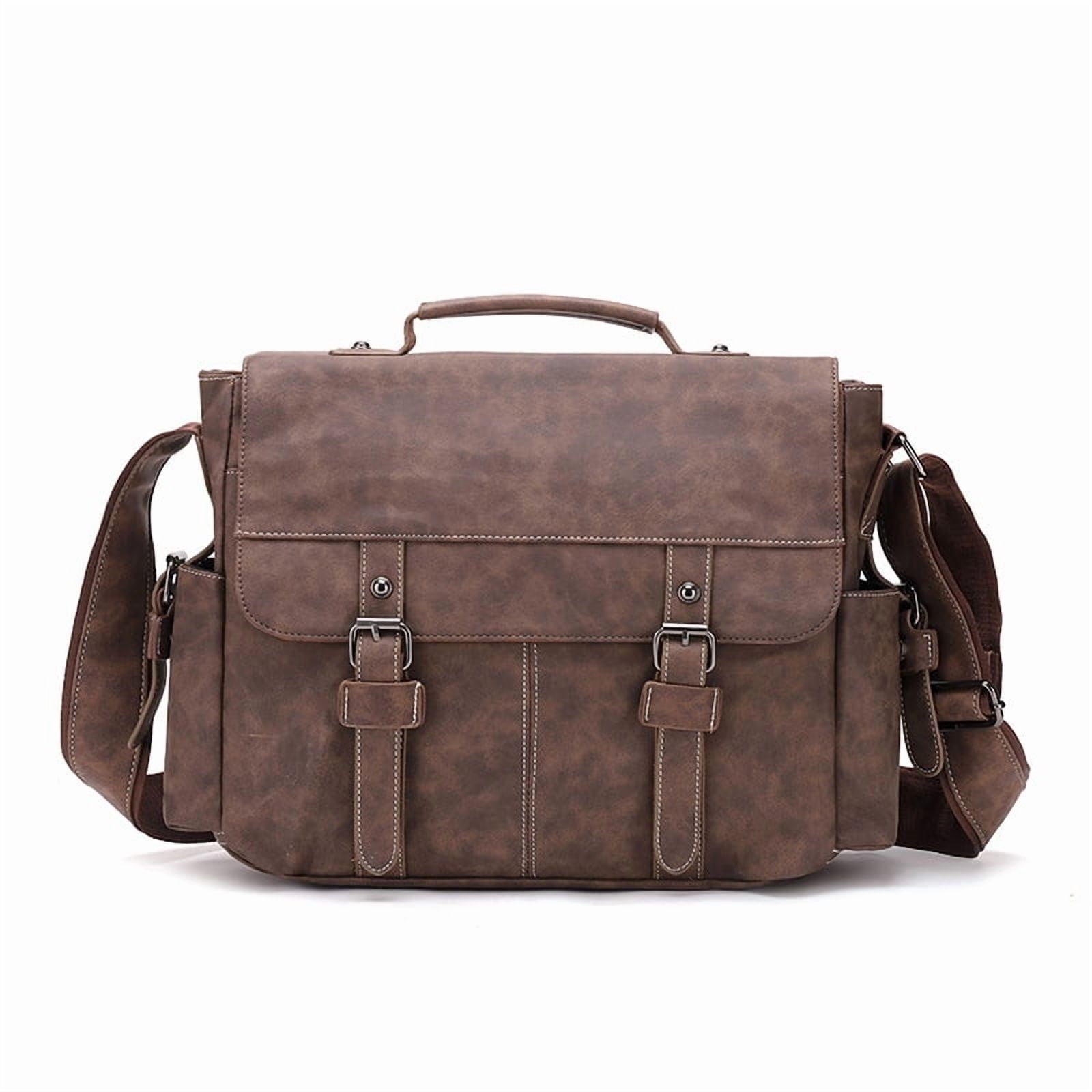 Men's Vintage Designer Briefcase PU Leather Tote Business Office Man Messenger Bag Casual Solid Computer Laptop Handbag - Image 6