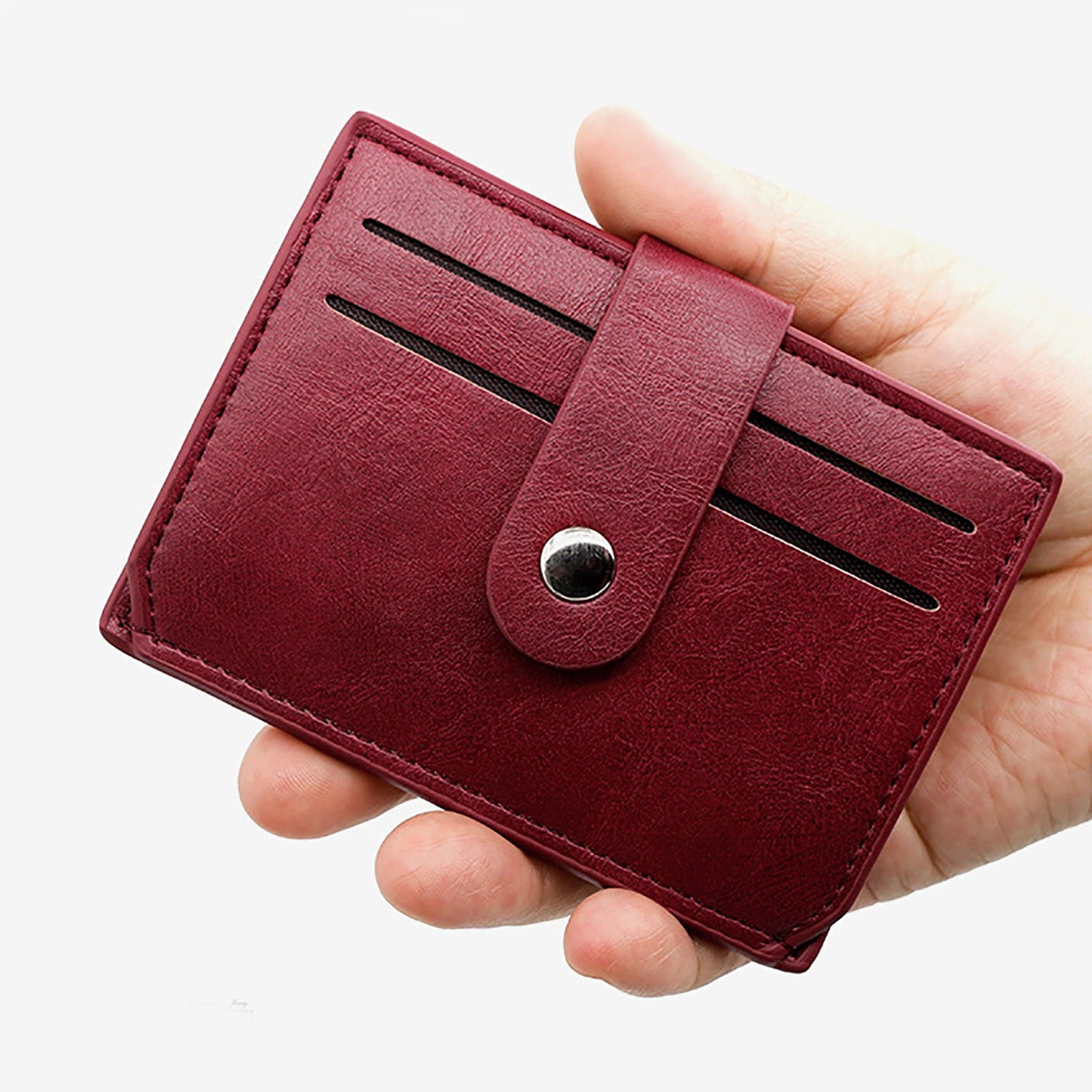 Womens Mens Faux Leather Slim Credit Debit Card Holder RFID Blocking Driver License Holder Zipper Pockets - Image 2
