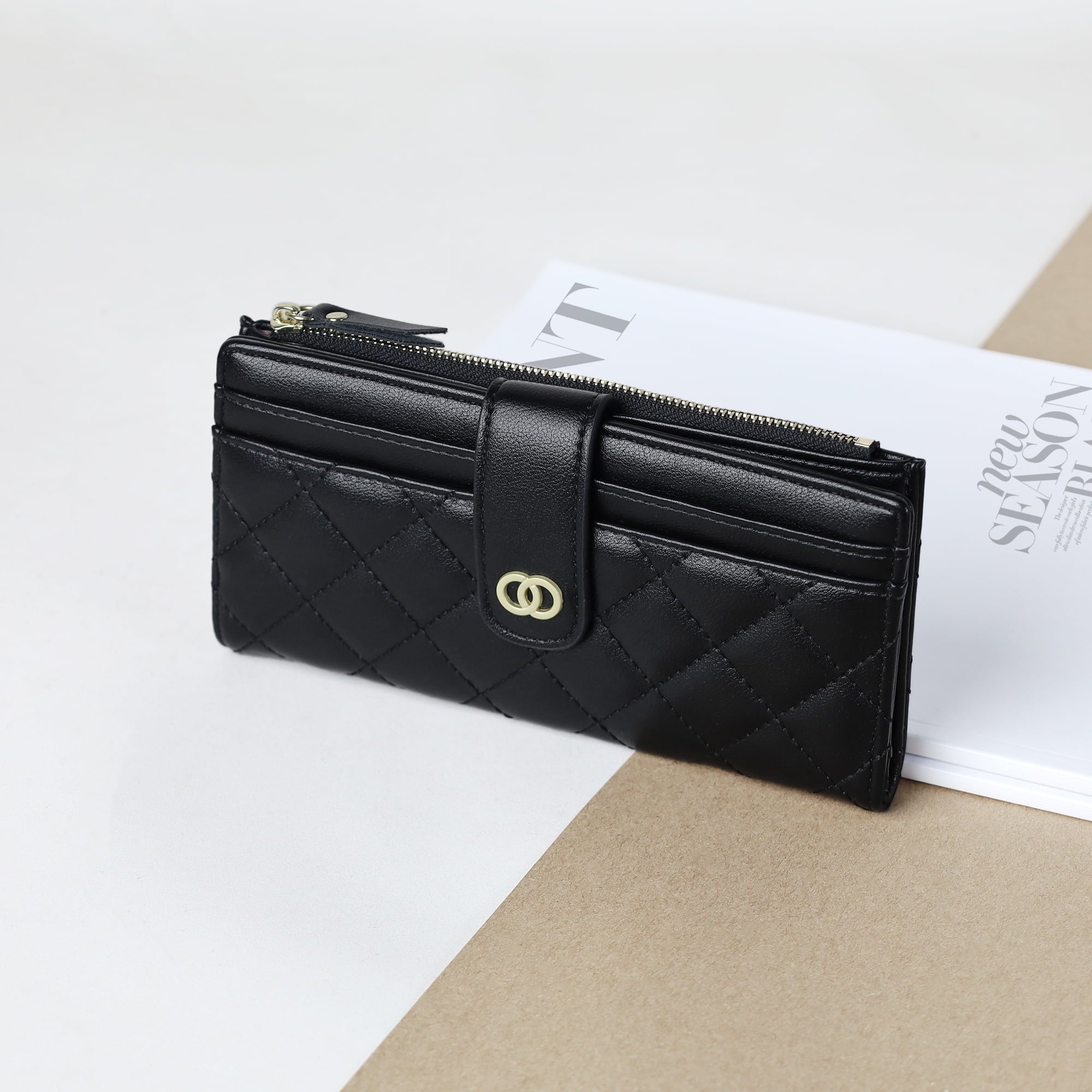 Wallets for Women, Slim Bifold Leather Credit Card Holder, Ladies RFID Blocking Long Wallet with Zipper Coin Pocket a... - Image 5