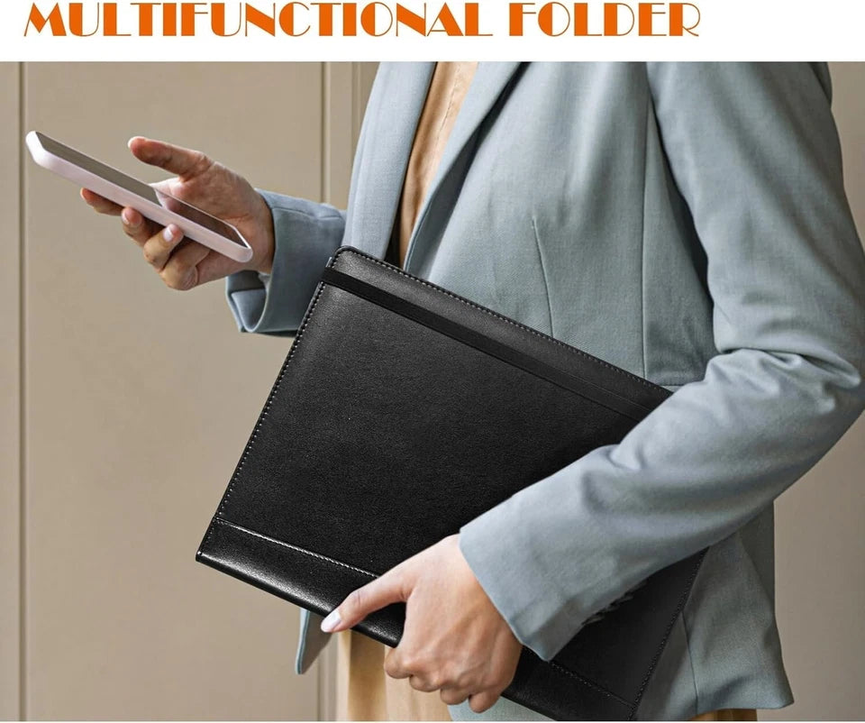 Leather Padfolio Business Portfolio Notebook Binder Office Organizer & Writing - Image 3
