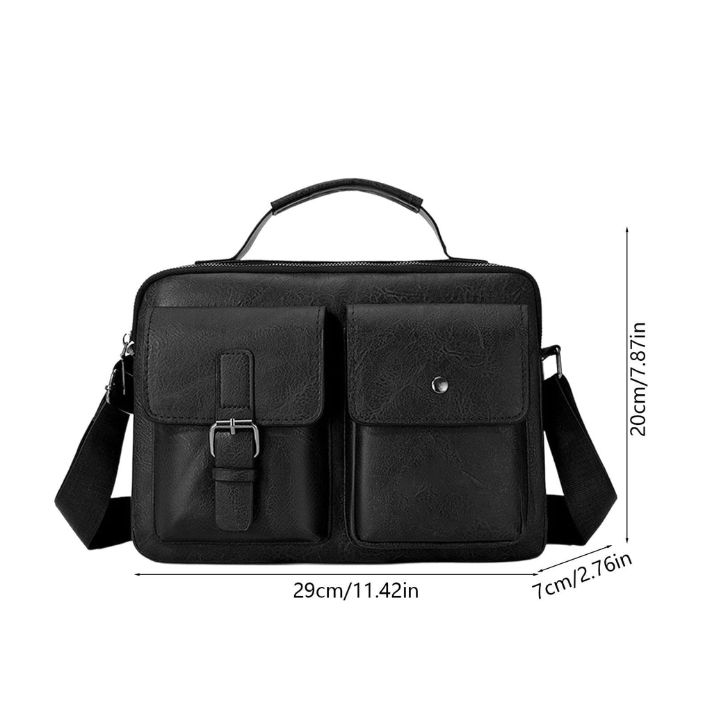 Vintage Messenger Bag for Men,Leather Computer Laptop Bag,Waterproof Briefcases for Men Retro Mens Briefcase Satchel Bag for Work Office Bus - Image 3