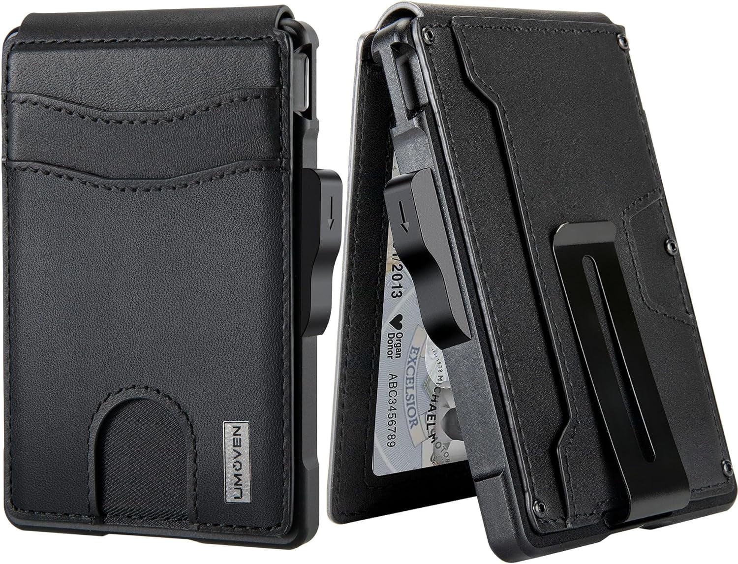 for Men - with Money Clip Slim Leather Slots Credit Card Holder Blocking Bifold Minimalist (Money Clip Inside) - Image 3