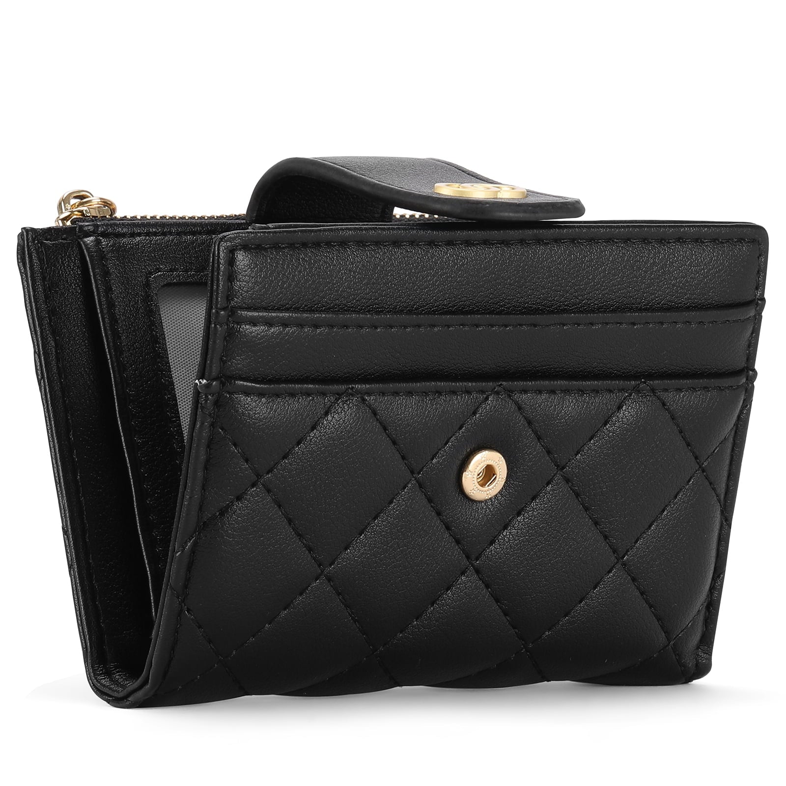 Small Wallet for Women Slim Bifold Leather Credit Card Holder Wallets Zipper Pocket Coin Purse with ID Window - Image 4