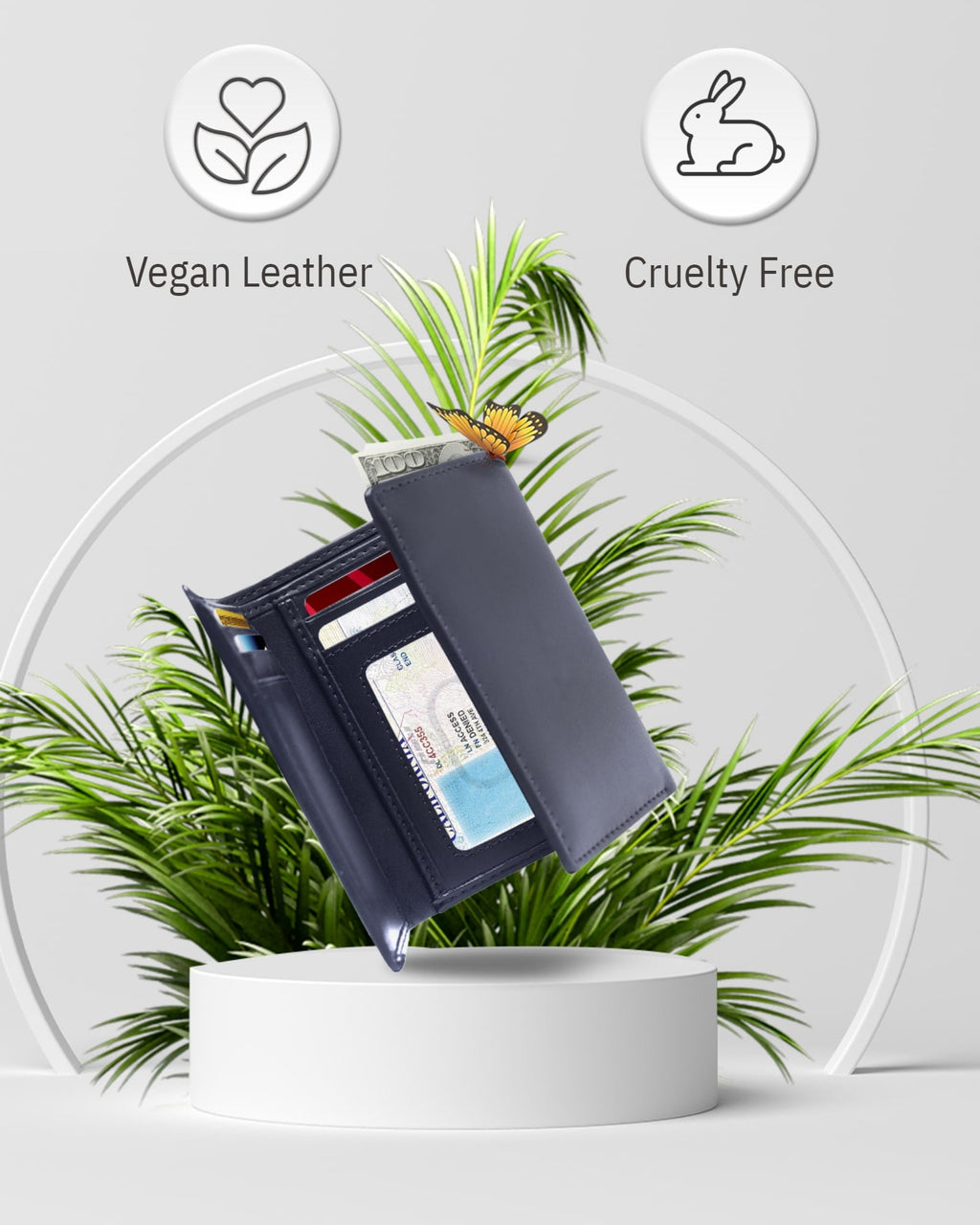 Vegan Leather Trifold Wallets For Men - Cruelty Free Non Leather Mens Wallet With ID Window Gifts For Men - Image 4