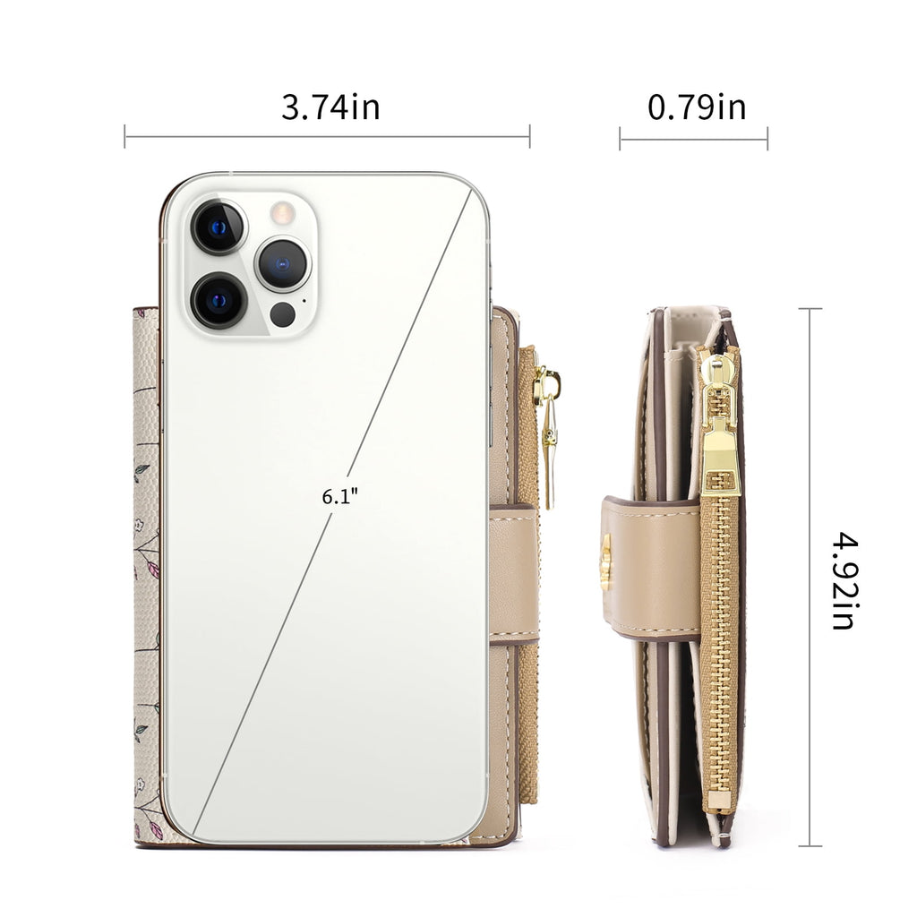 Small Wallet for Women Slim Bifold Leather Credit Card Holder Purse Zipper Pocket Coin Wallets with ID Window - Image 2