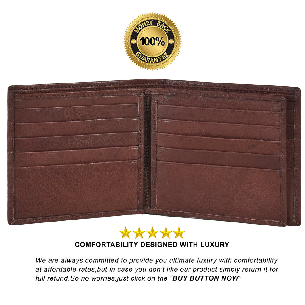 Genuine Leather RFID Blocking Men's Multi Card Compact Wallet, Dark Brown - Image 2