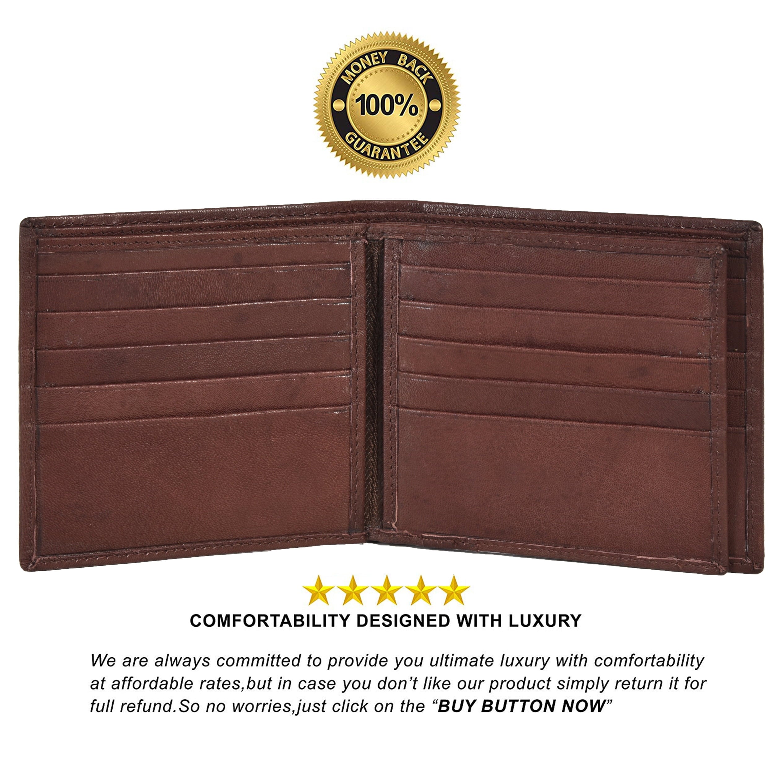 Genuine Leather RFID Blocking Men's Multi Card Compact Wallet, Dark Brown - Image 2