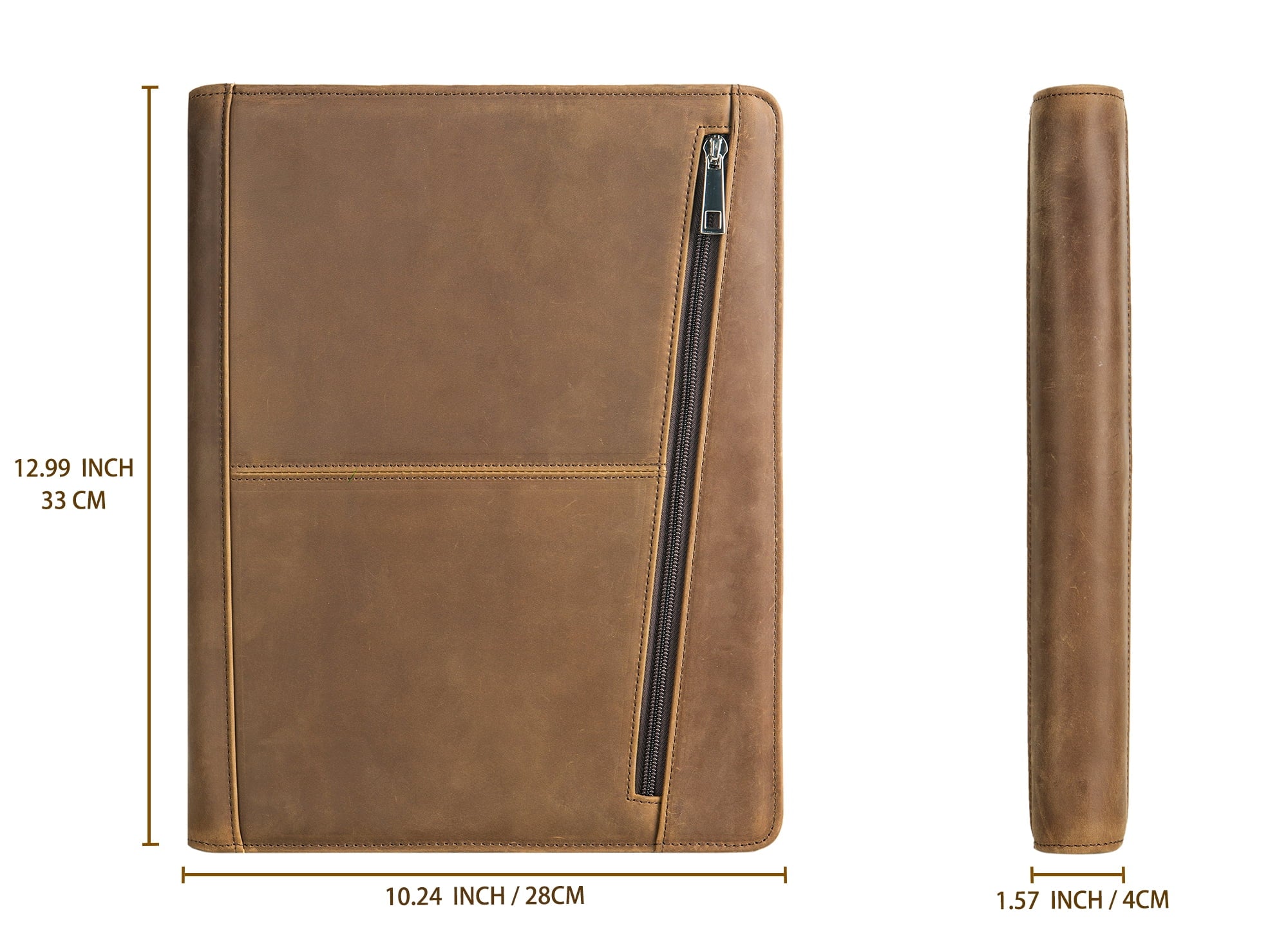 Professional Slim Padfolio Organizer Genuine Leather Compact Portfolio Case with Letter Size (A4) Paper Notepad, Business Carrying Case (9.7 - Image 3
