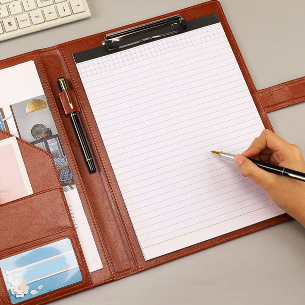 Byujiro Leather Business Portfolio Folder A4 Clipboard Organizer with Secure Snap Closure, Multi-Pocket Padfolio for Office Meetings, Interv - Image 5