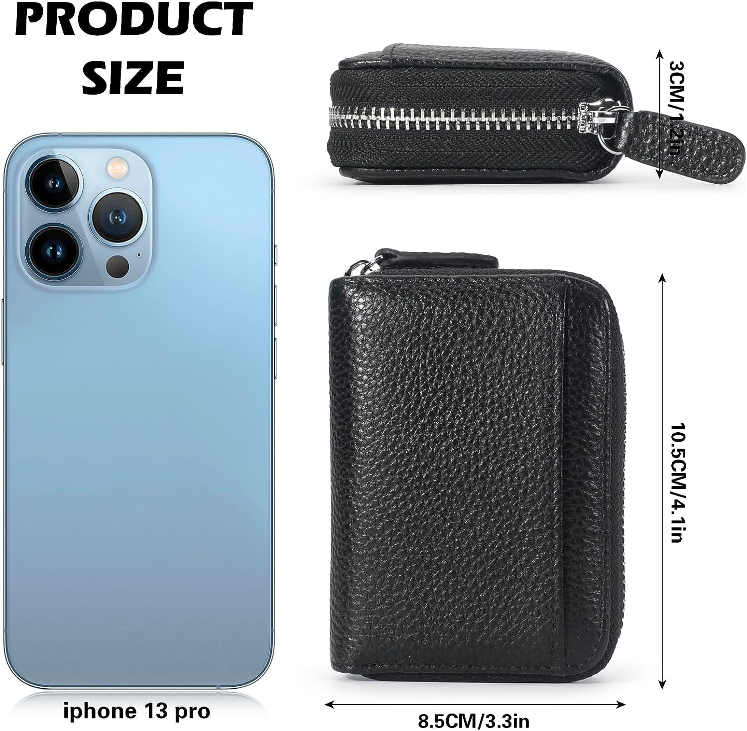 Credit Card Holder Wallet RFID Blocking Slim Genuine Leather Organizer Zipper Pocket Id Card Pouch Case Purse with 20 Card Slots for Women - Image 6