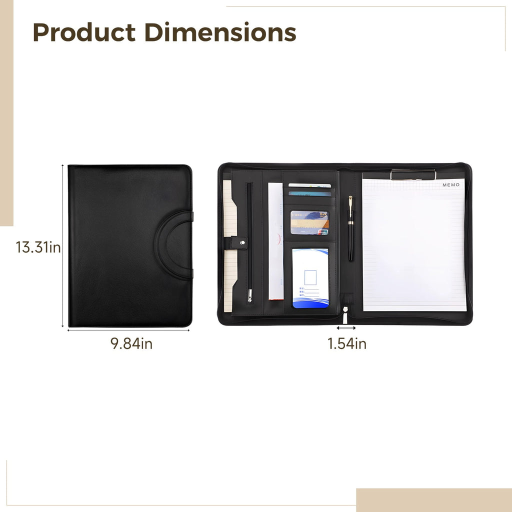 Executive Portfolio Organizer, A4 Faux Leather Zippered Padfolio with Handle, Multi-Pocket Business Document Folder f... - Image 4
