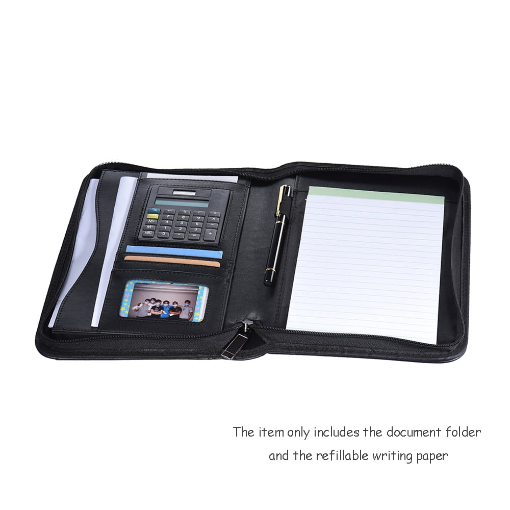 Portable Professional Business Portfolio Padfolio Folder Document Case Organizer A5 PU Leather Zippered Closure with ... - Image 3