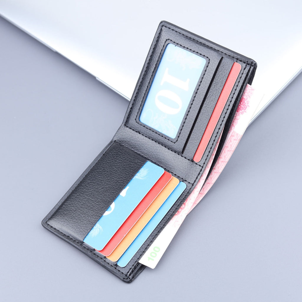 Leather Mens Bifold Wallet Small Slim Thin Minimalist Card Holder Purse with ID Window for Men - Image 4