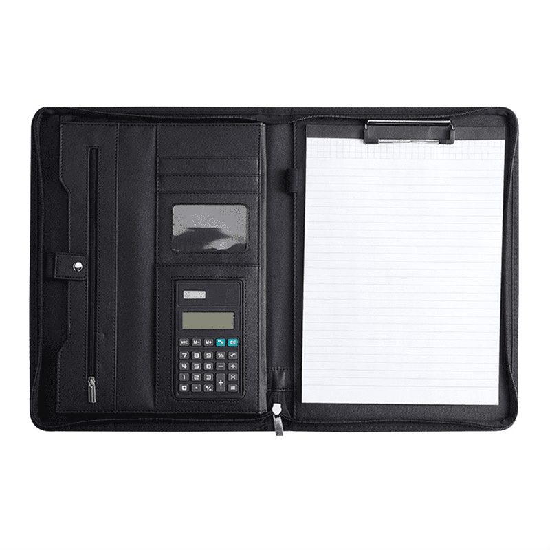 with Zipper for Women/Men, Business Padfolio with Handle, Conference Notepad Black - Image 2