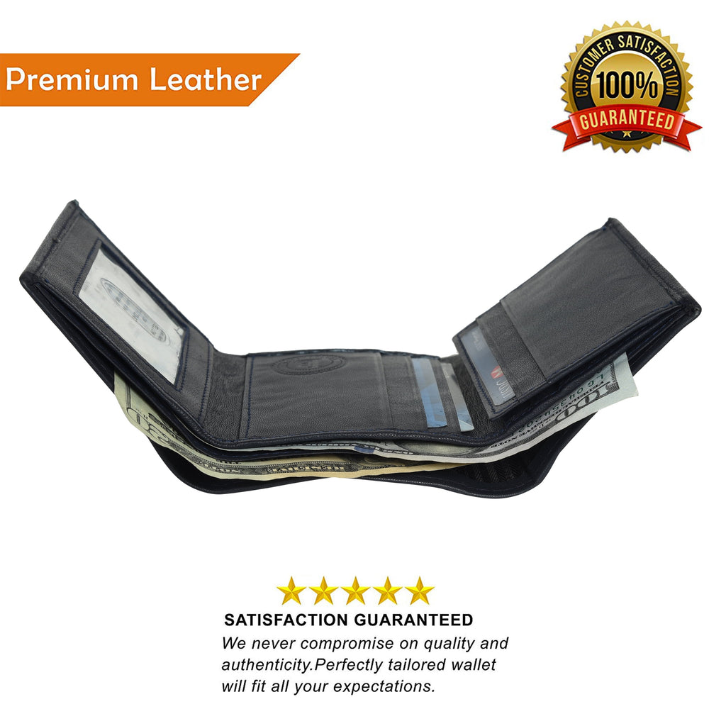 Genuine Leather Trifold Wallets For Men - Mens Trifold Wallet With ID Window Gifts For Men RFID Blocking - Image 6