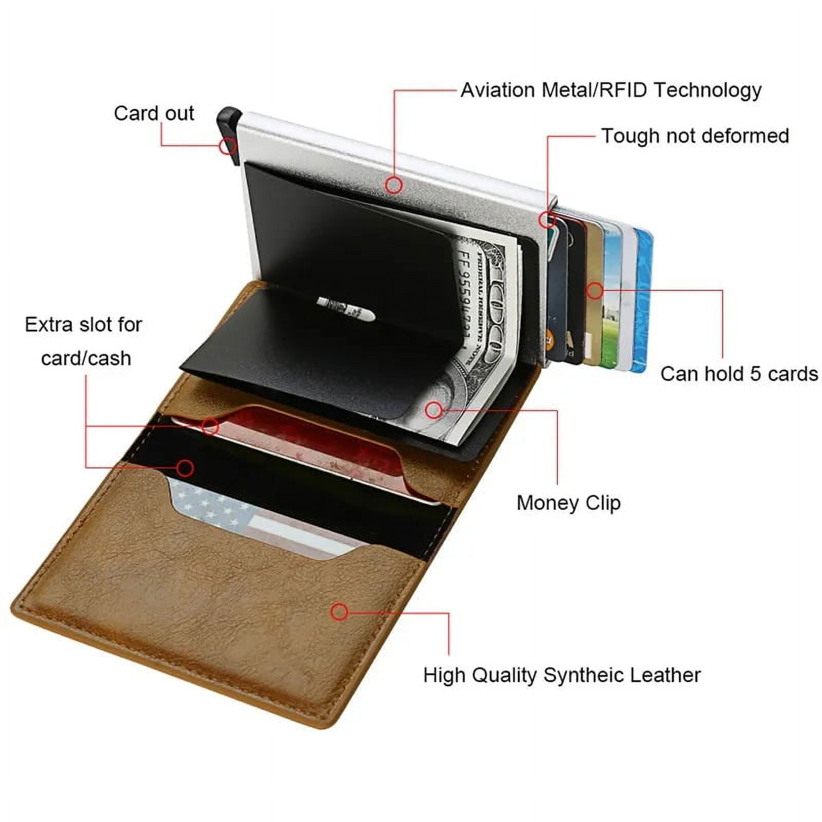 Rfid Credit Card Holder Men Wallets Bank Cardholder Case Small Leather Slim Thin Magic Mini Wallet Smart Minimalist W... - Image 5