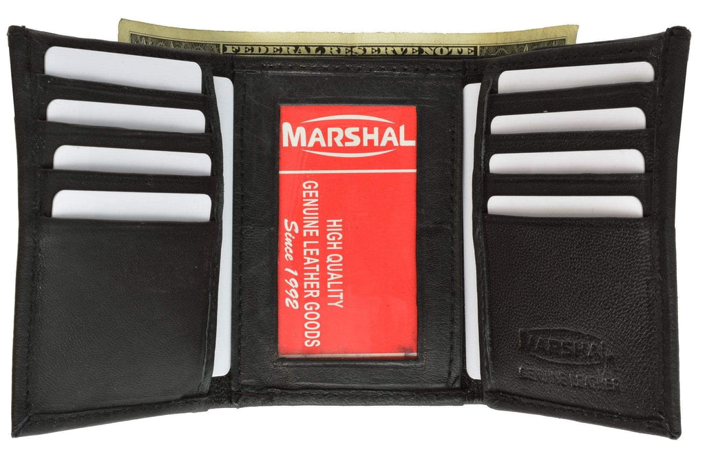 Mens Genuine Leather Trifold Wallet 8 Credit Card Slots ID Window 1155 - Image 6
