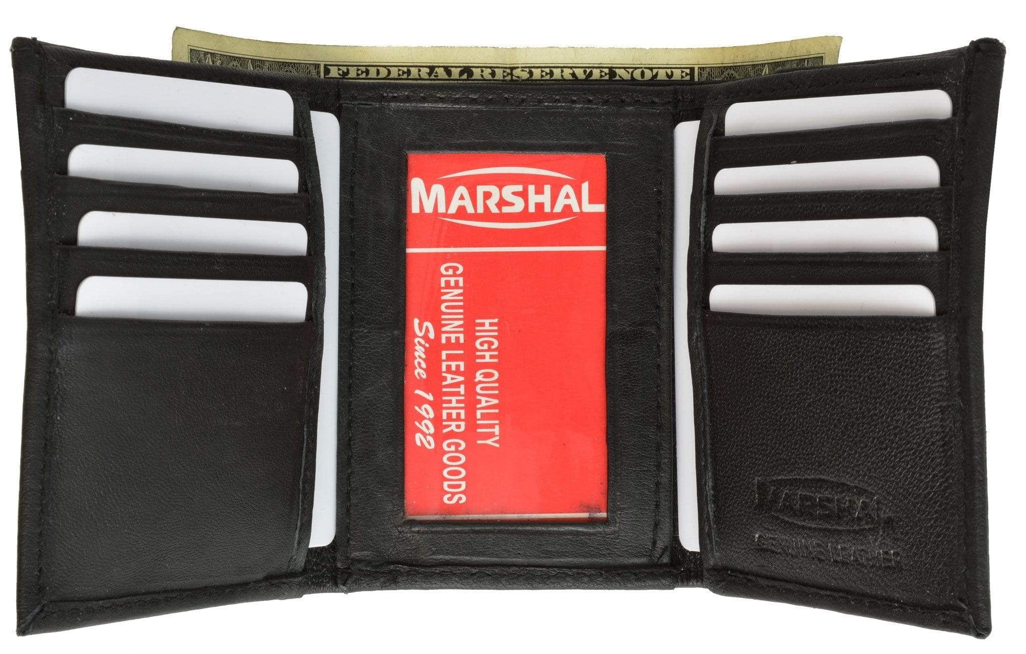 Mens Genuine Leather Trifold Wallet 8 Credit Card Slots ID Window 1155 - Image 6