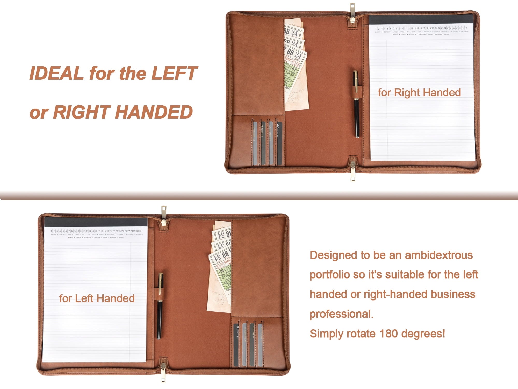 AZXCG Lightweight Slim Padfolio Folder for Women, Interview Resume Legal Document Organizer & Business Card Holder, with A4 Letter-Sized Not - Image 5