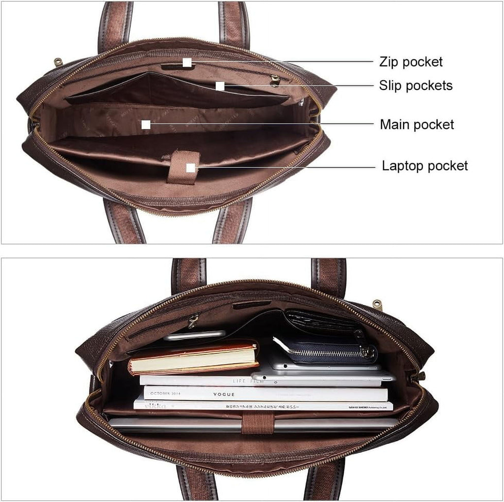 Leather Briefcase Handbag Messenger Business Bags for Men - Image 6