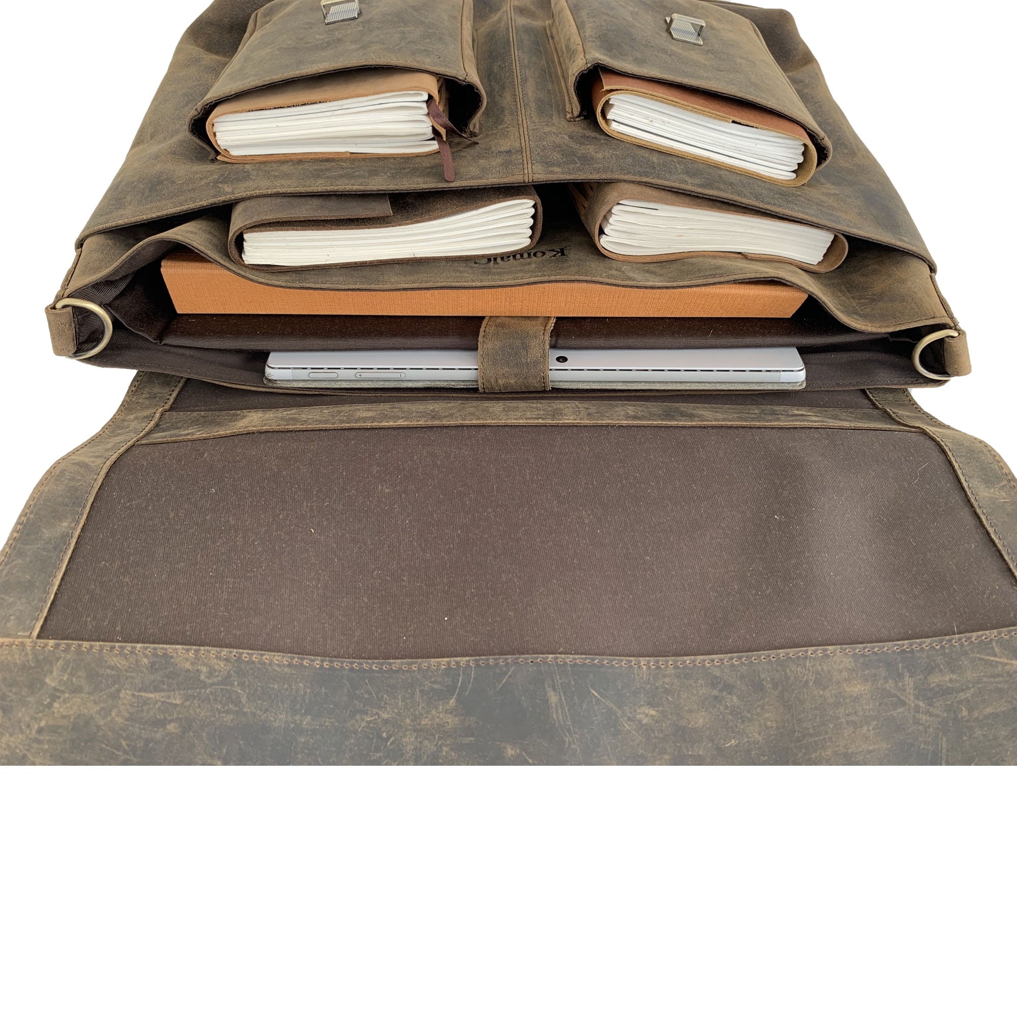 18 inch Buffalo Leather Briefcase Laptop Messenger Office College Bag for Men and Women - Image 2