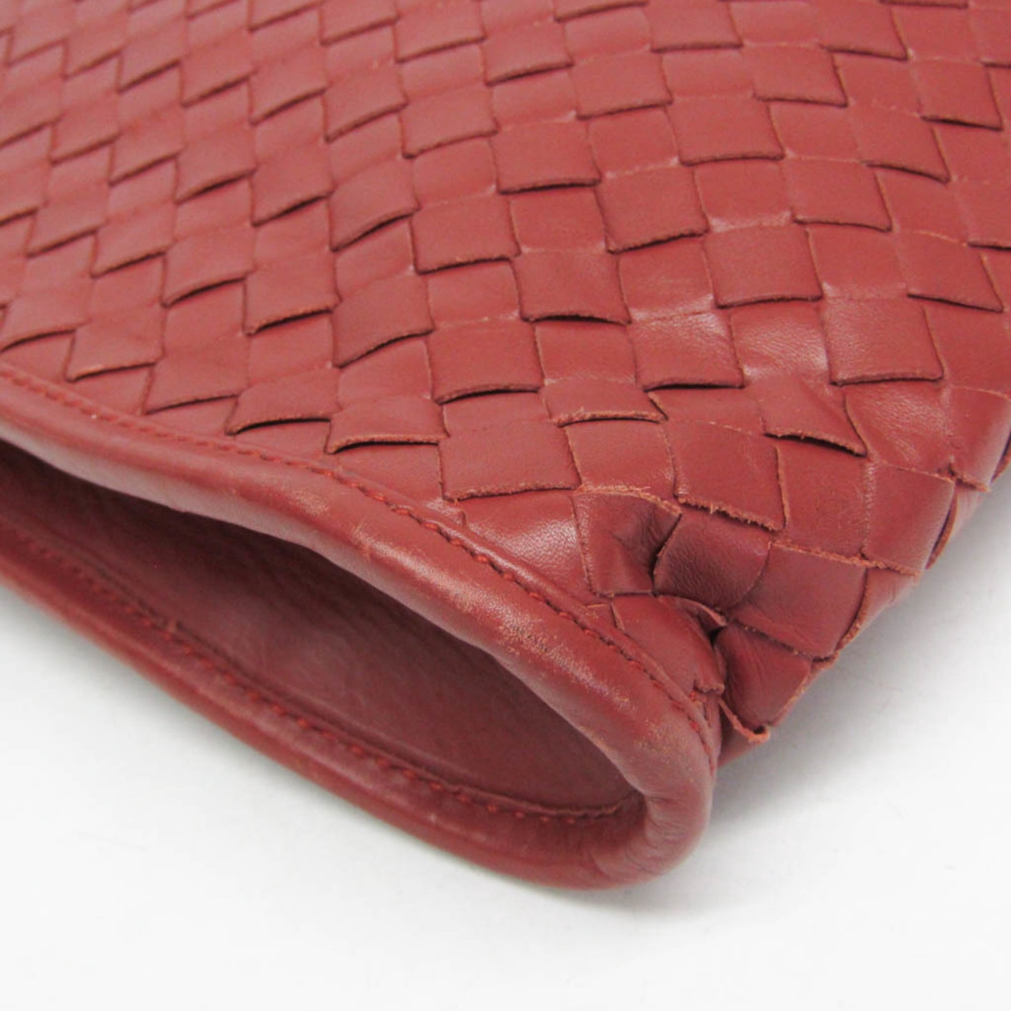 Pre-Owned Bottega Veneta Intrecciato Business Bag Men's Leather Briefcase,Handbag Red Brown - Image 5