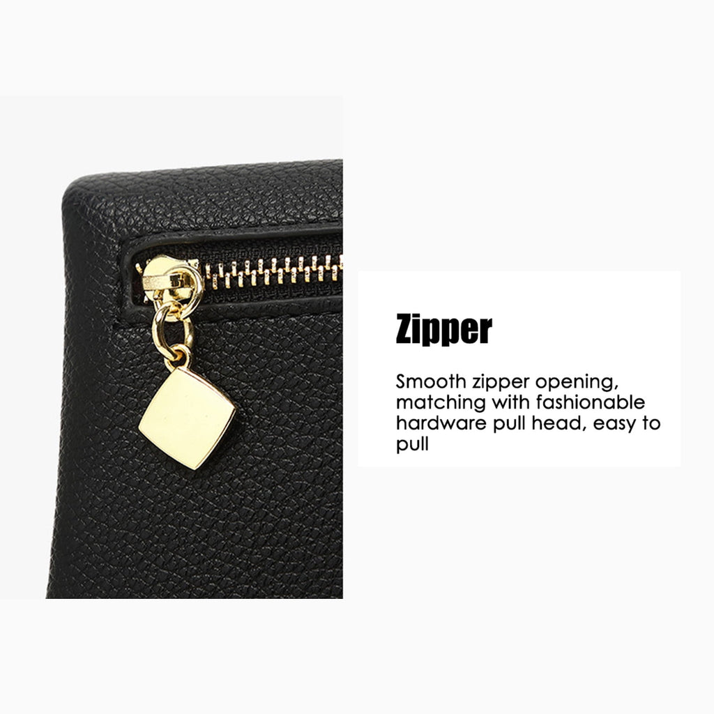 Women's Small Bifold Leather wallet Ladies Wristlet with Card holder id window Mini Slim Coin Purse Removable Card Sleeve - Image 6