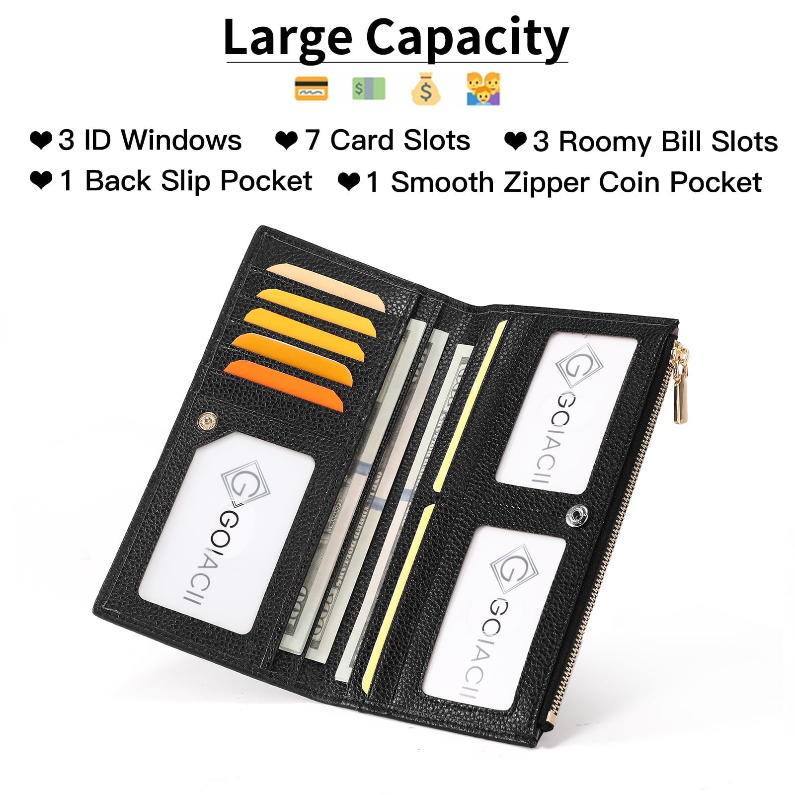 Wallets for Women RFID Blocking Ultra Slim Real Leather Credit Card Holder Clutch - Image 4