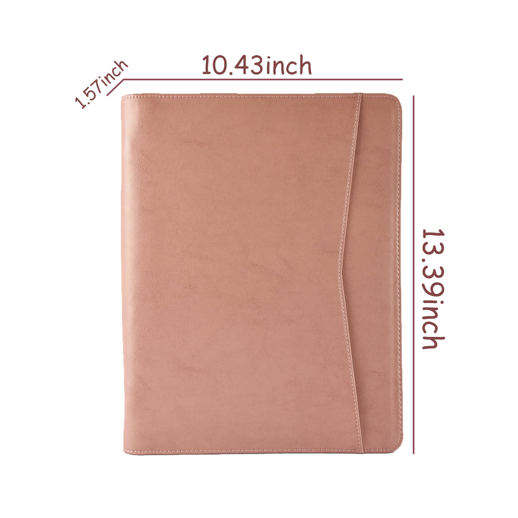 LeatherBelief Vegan Leather Padfolio with Zipper, Professional Business Portfolio with A4/US Letter Writing Pad for Interview, Pink Leather - Image 2