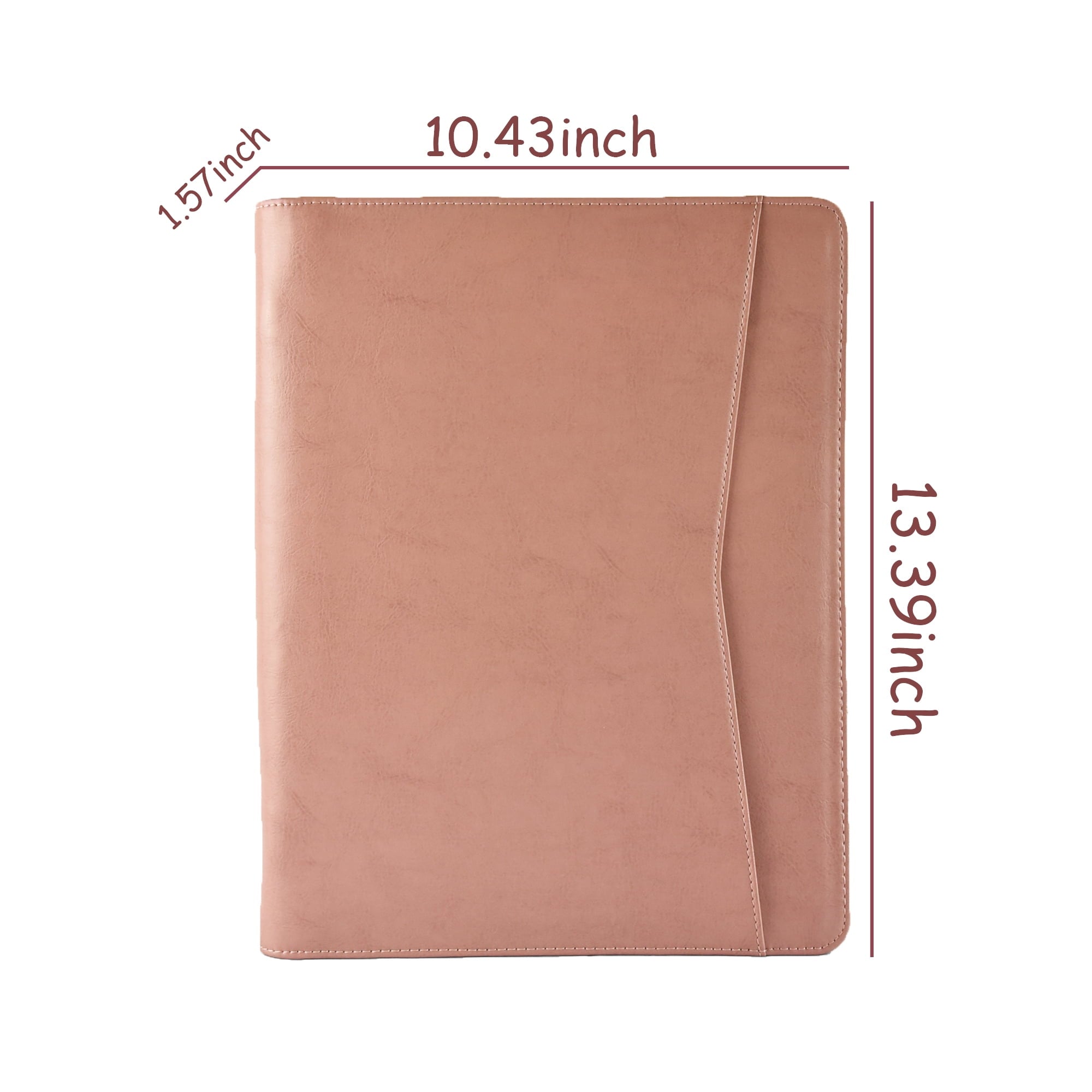 LeatherBelief Vegan Leather Padfolio with Zipper, Professional Business Portfolio with A4/US Letter Writing Pad for Interview, Pink Leather - Image 2