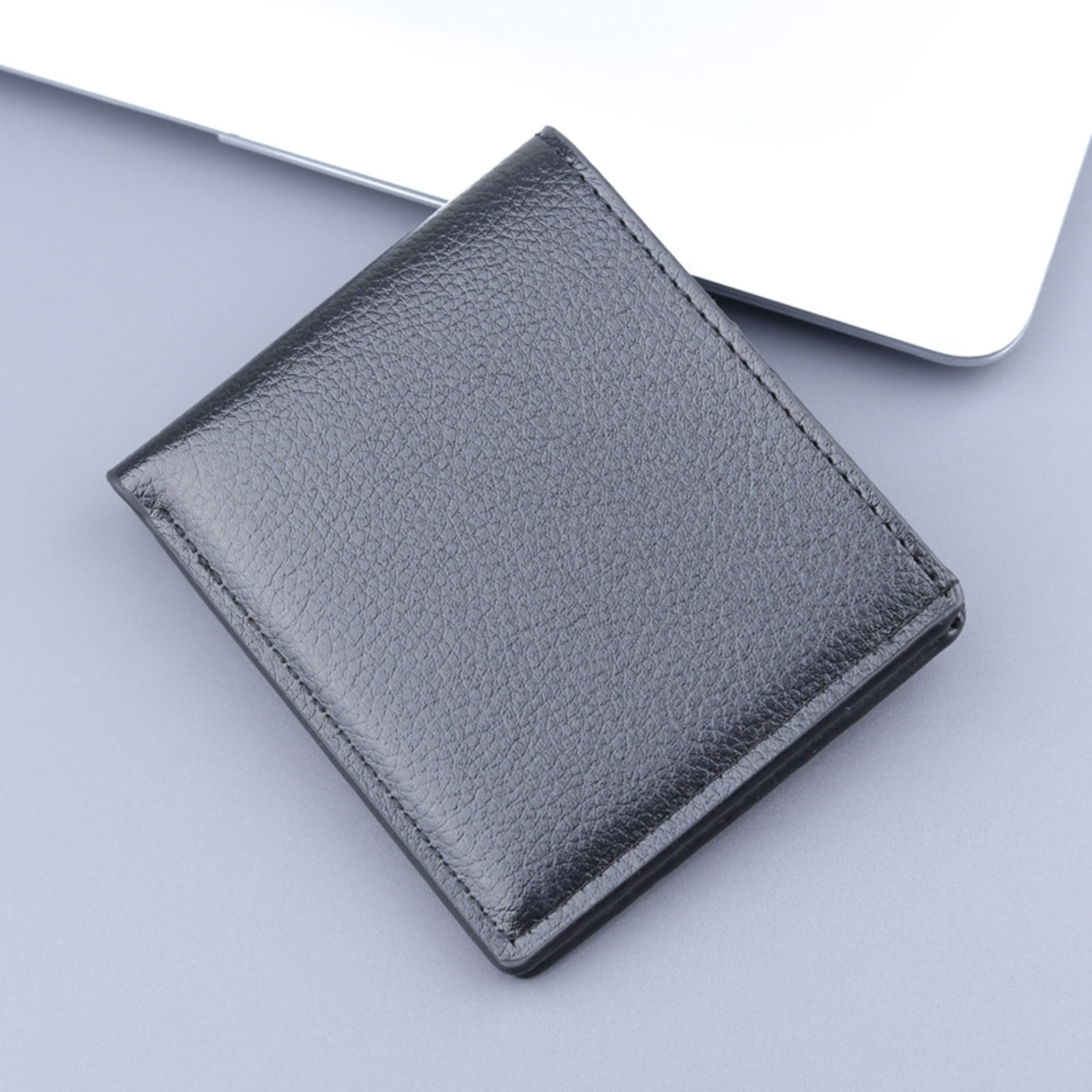 Leather Mens Bifold Wallet Small Slim Thin Minimalist Card Holder Purse with ID Window for Men - Image 2