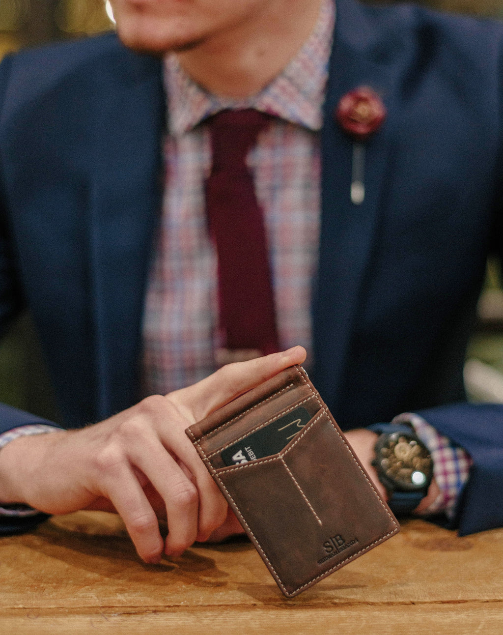 Slim Wallets for Men | Money Clip | RFID Blocking with Front Pocket | Men Bifold | Leather Wallet | Texas Brown - Image 6