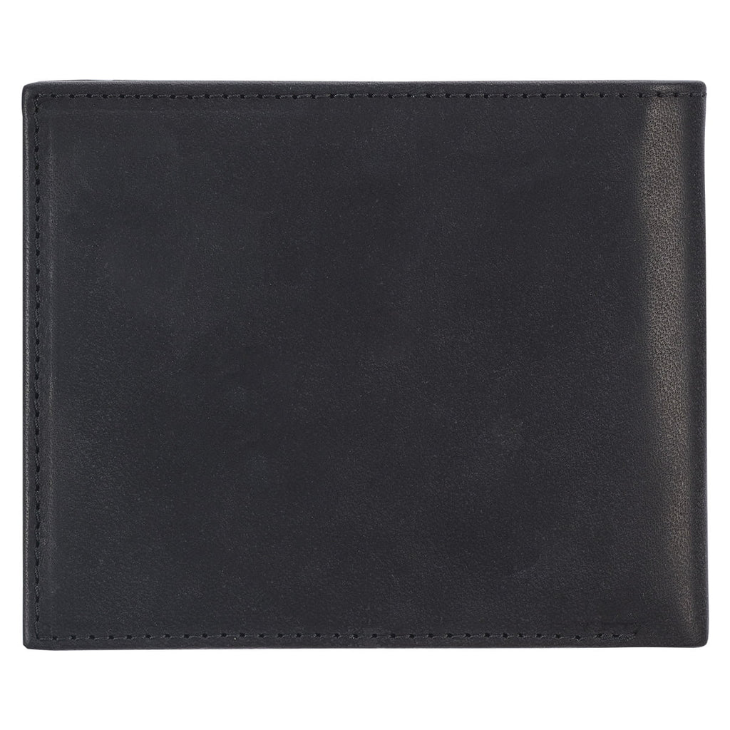Genuine Premium Full Grain Leather RFID Blocking Silver Engraved Cross Wallet for Men: Multi Pocket Billfold w/Removable ID Window Accessory - Image 2
