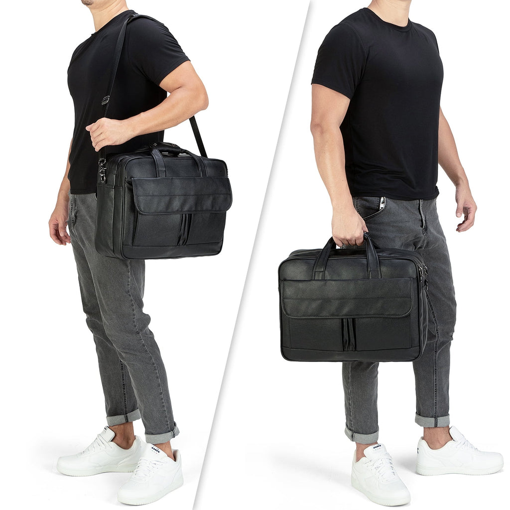 Messenger Bag, 15.6 Inches Laptop Briefcase Business Satchel Computer Handbag Shoulder Bag for Men (Black) - Image 5