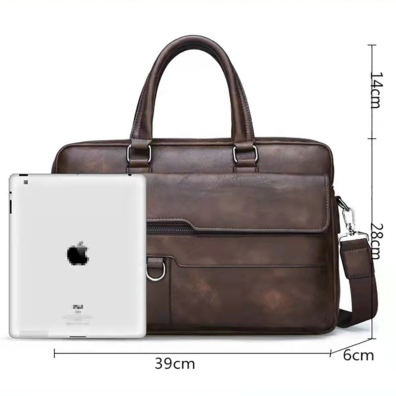 16 Inch Leather Briefcase Vintage Messenger Large Crossbody Shoulder Hand - Image 4