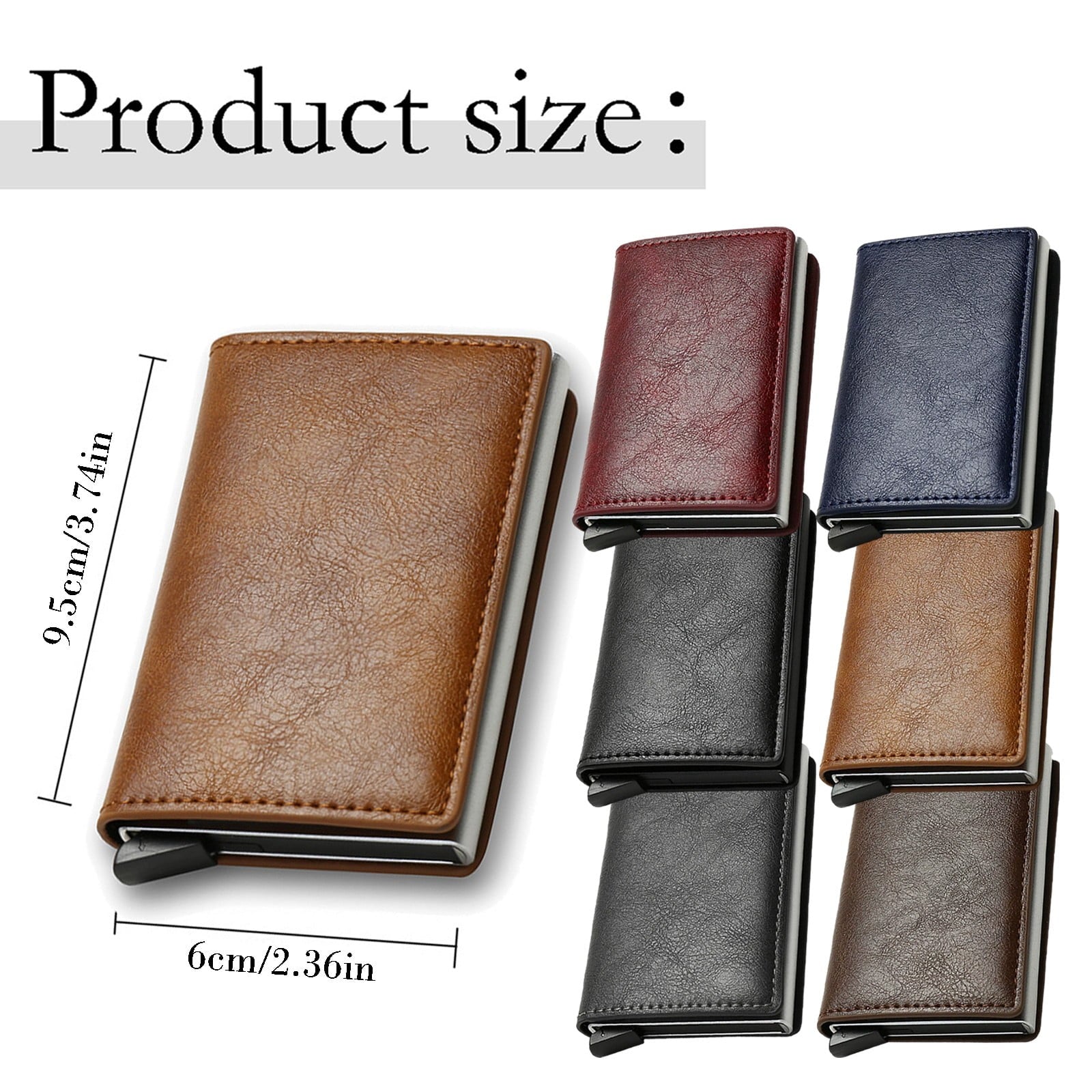 Simple Toggle Wallets for Men,Men's Simple Leather Wallet,Wallet with Smart Metal Pop Up Credit Card Holder,Credit Ca... - Image 3
