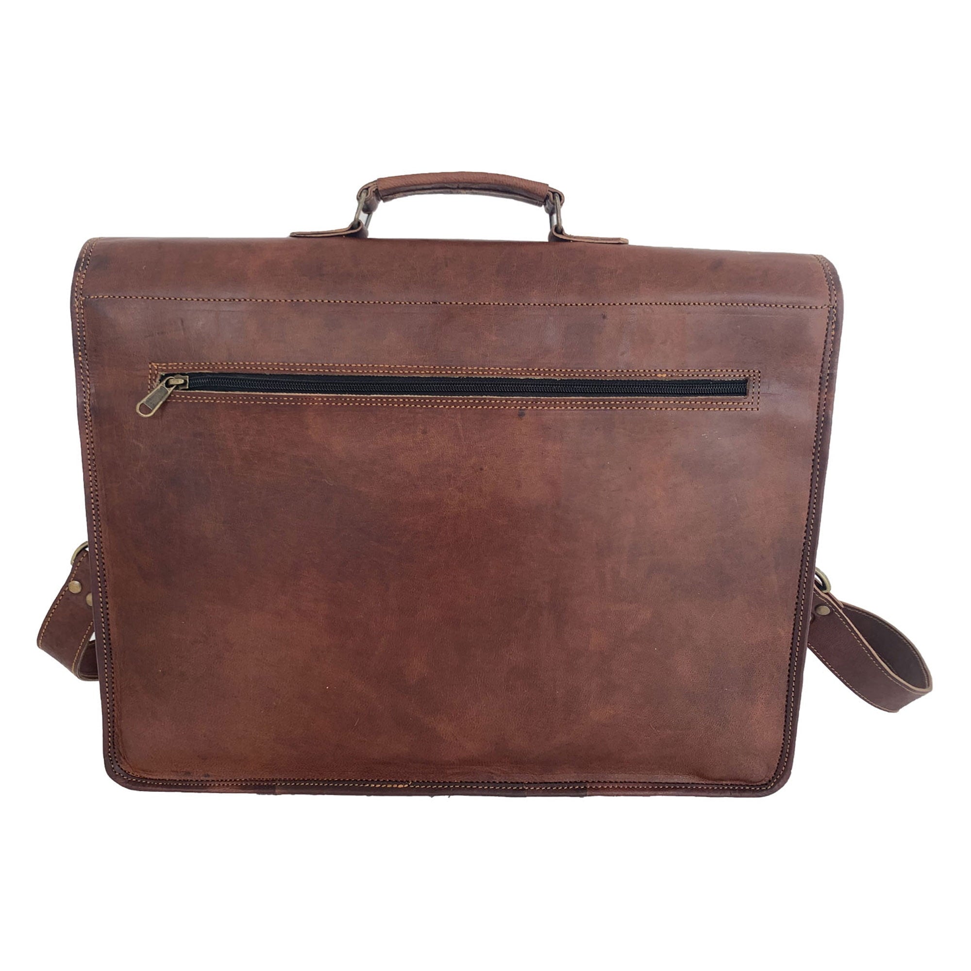 18-Inch Full Grain Leather Laptop Messenger Bag Office Briefcase Satchel for Men and Women with Adjustable Strap and ... - Image 6