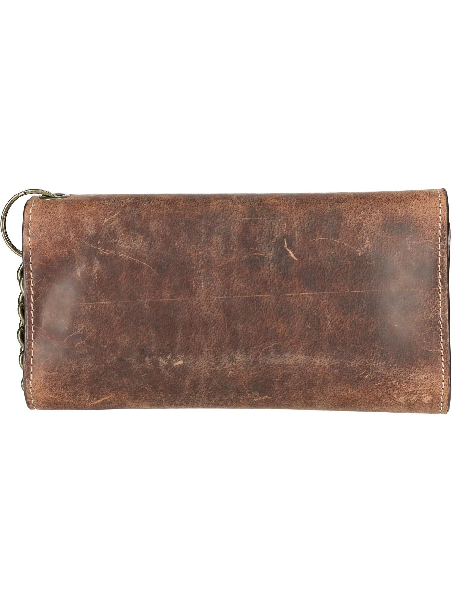 Crazy Horse Leather RFID Long Trifold Chain Wallet (Men) - Image 5